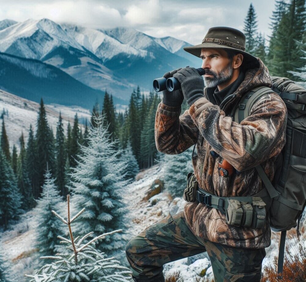 hunter in mountains